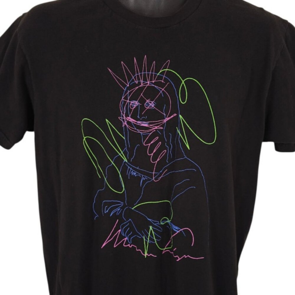 Mona Lisa T Shirt Mens Size Large Black Leonardo Da Vinci Universal Man Art Tee